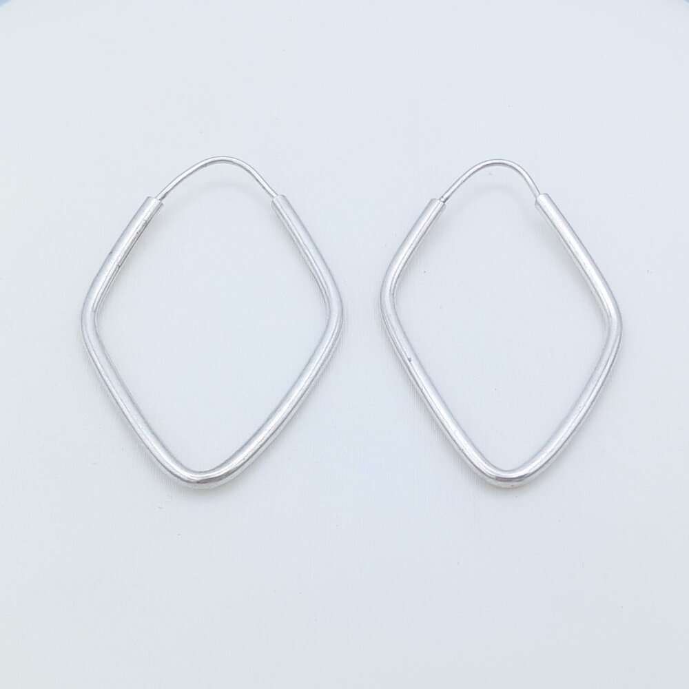 Vintage 925 Sterling Silver Diamond Hoop Earrings